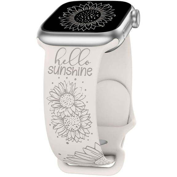TOYOUTHS Sunflower Engraved Band Compatible with Apple Watch Bands 38mm 40mm 41mm Women Girls, Floral Sport Silicone Flower Wristband for iWatch Series 8/7/6/5/4/3/2/1/SE/Ultra