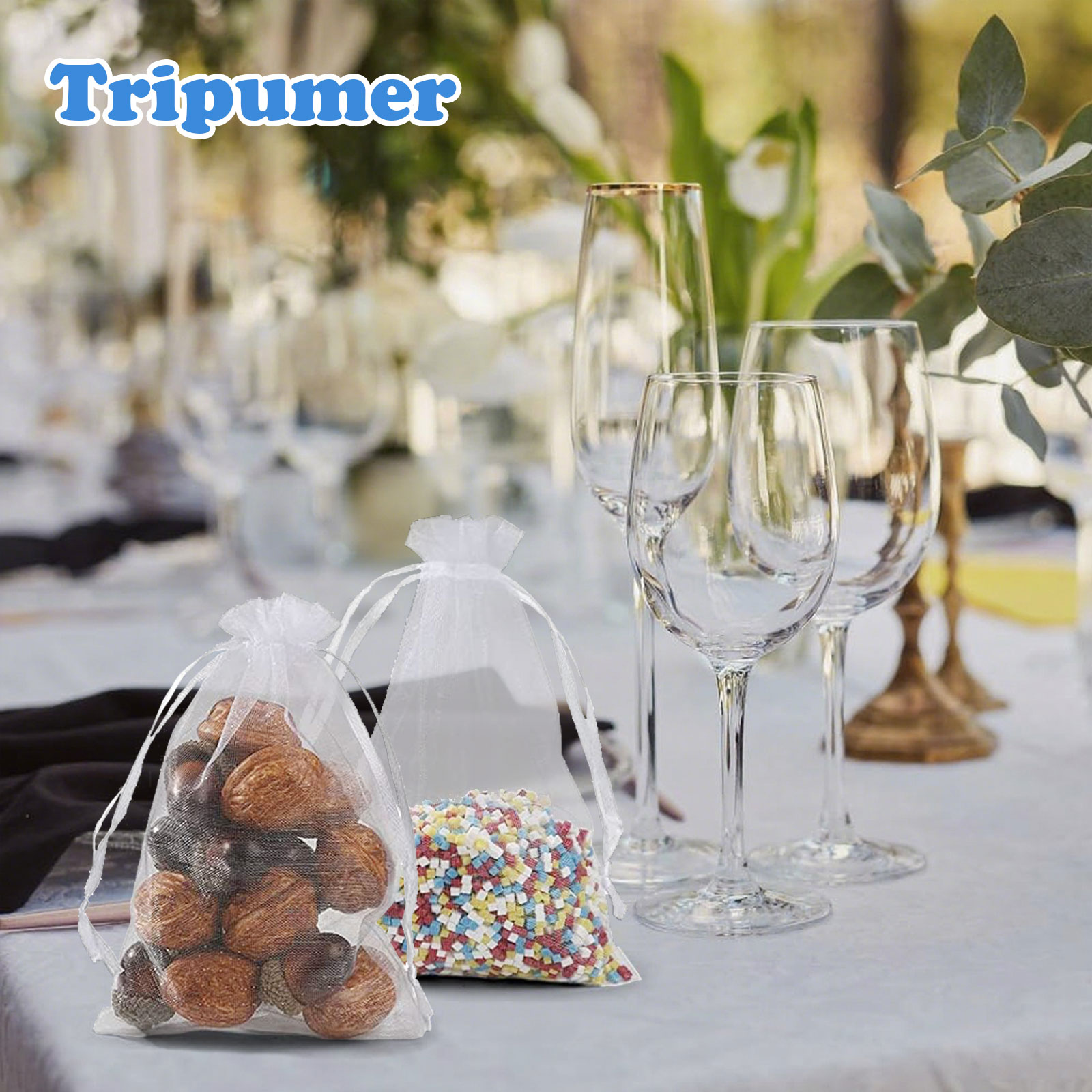 Tripumer Organza Drawstring Gift Bags, 100 Pack, 4x6 inch photo 4