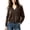 Brown, variant on Women's Fluffy Fuzzy V Neck Cardigan - Cropped Loose Fit Long Sleeve Button Front Knit Sweater with Rib Cuff