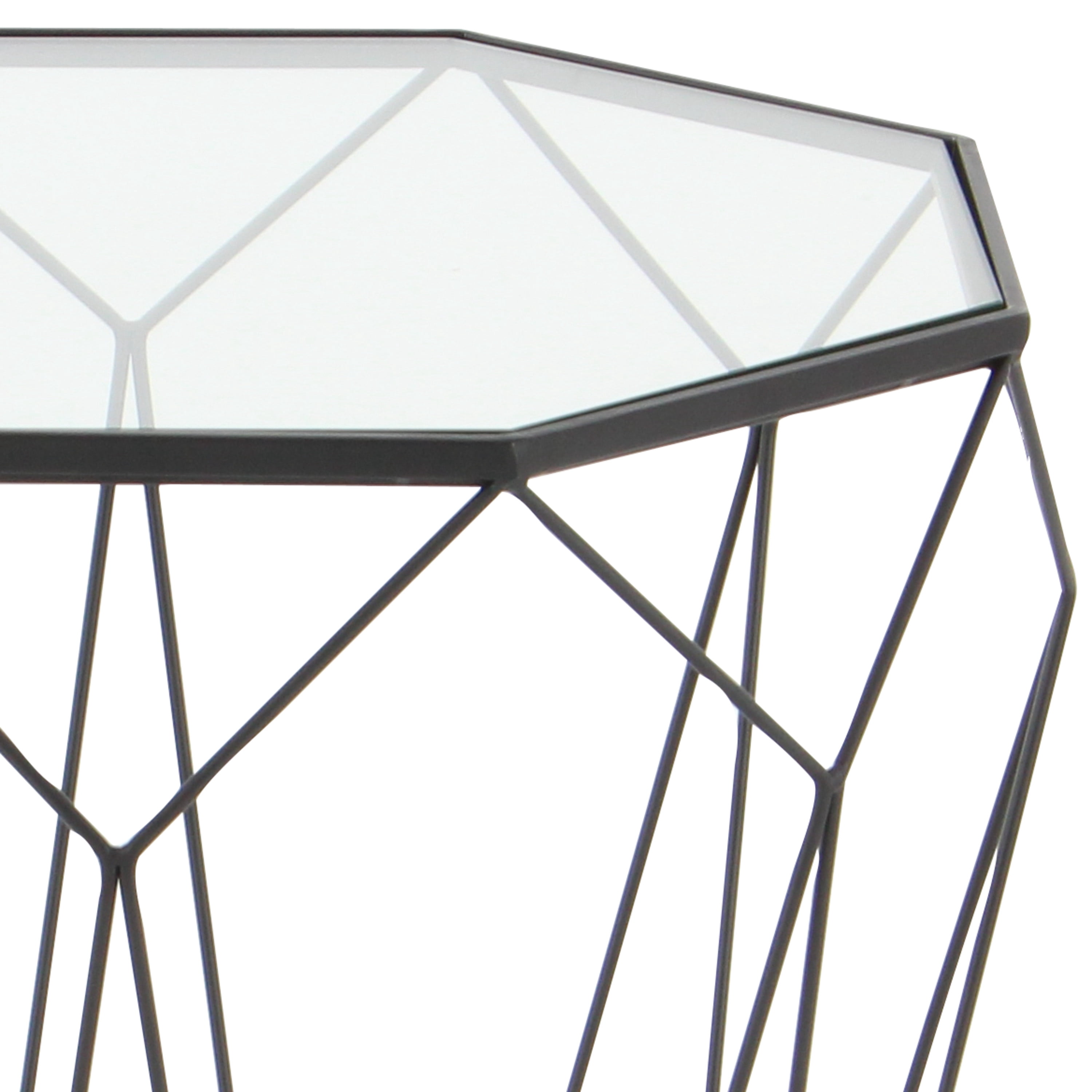 DecMode 22" x 20" Black Metal Contemporary Accent Table