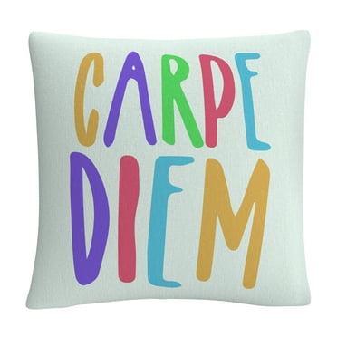 Typographic Modern Carpe Diem Color By Abc 16 X 16 Decorative Throw Pillow