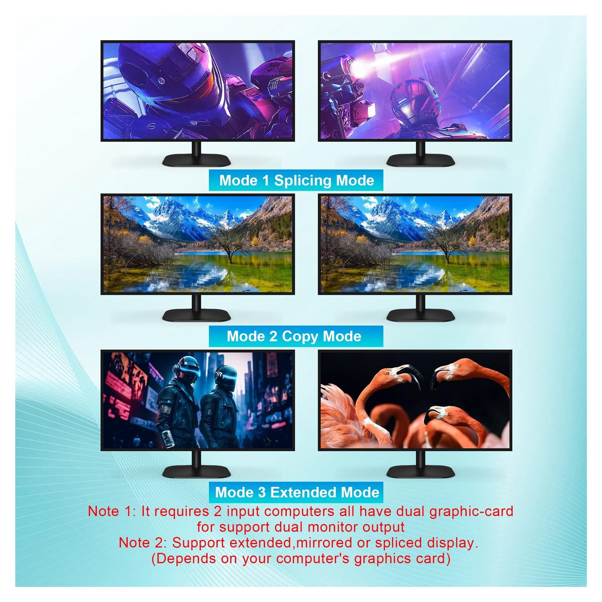 4K@60Hz USB 3.0 Displayport+ KVM Switch 2 Monitors 4 Computers, 4 Port Dual Monitor +DP Monitor Switch For 4 PC