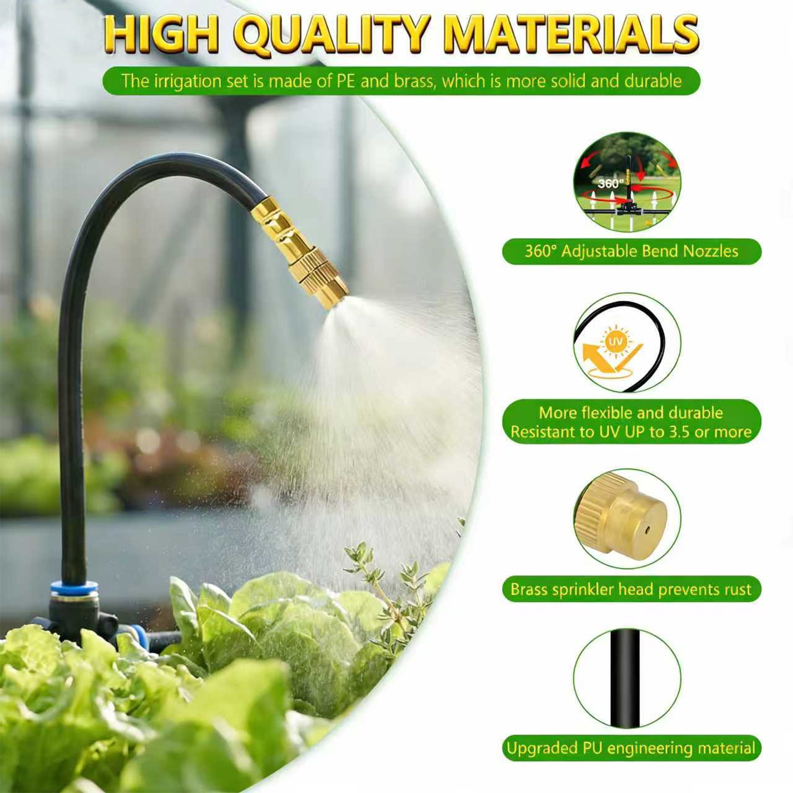 50FT Drip Irrigation Kit with Adjustable Nozzles & Quick Connect - Automatic Watering System for Raised Bed Garden, Greenhouse, Containers, Potted Plants - Water Efficient DIY Kit