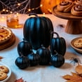 thumbnail image 5 of Artificial Foam Pumpkin Set 7 Pack, Assorted Size Fake Pumpkins In Orange Black White, Fall Harvest Halloween Table Centerpiece And Tiered Tray Decor, 5 of 6