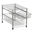 thumbnail image 6 of Household Essentials Two Basket Sliding Cabinet Organizer, Metal, Small, Free Standing - No Installation Necessary, Silver Finish, 6 of 6