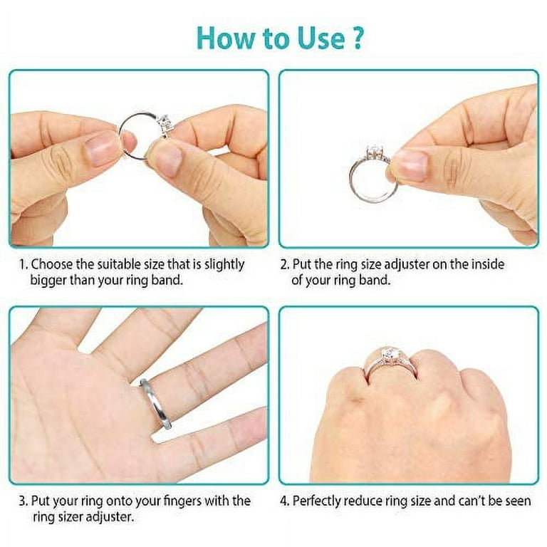  AMERICAN PHOENIX Ring Sizer Adjuster for Loose Rings, Invisible  Ring Size Reducer Spacer for Men Women Jewelry Guard, 4 Sizes Fits All  Rings, Pack of 12PCs with Polishing Cloth : Clothing