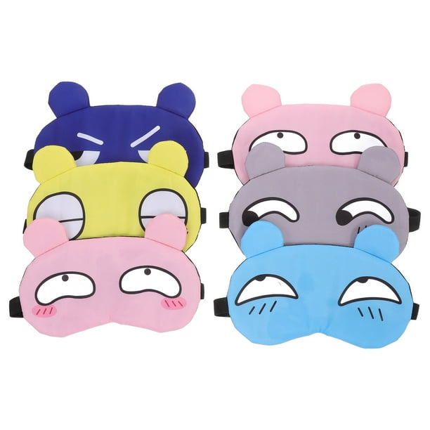 6 máscaras para ojos de dibujos animados, lindas máscaras para dormir, antifaz para dormir, antifaz para ojos con correa ajustable para viajes, mujeres, hombres, niños
