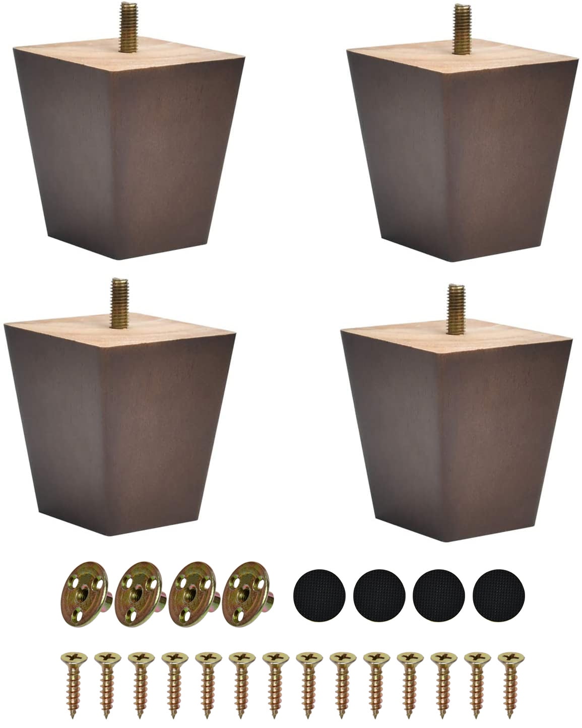 BUYGOO 3inch Wood Furniture Legs Sofa Legs Square Couch Legs - Set of 4