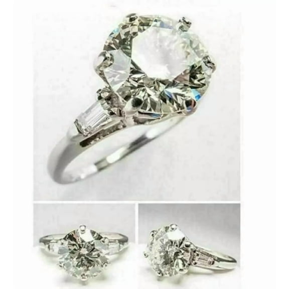 2Ct Round Cut Lab Created Diamond Solitare Engagement Ring 14K White Gold Plated Silver