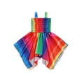 thumbnail image 1 of TSEXIEFOOFU Baby Girls Summer Suspender Dress, Vertical Rainbow Stripe Print Elastic Bust Dress, Casual Sleeveless Dress, 1 of 8