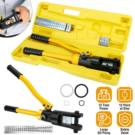 

iMounTEK 12 Ton Hydraulic Wire Crimper Professional Terminal Crimping Pliers Battery Cable Lug Crimping Tool Set W/ 12 Dies