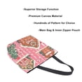 thumbnail image 3 of FORMRS Womens Canvas Tote Bag with Zipper Inner Pocket Shoulder Handbag, Brown Gingerbread Houses, 3 of 7