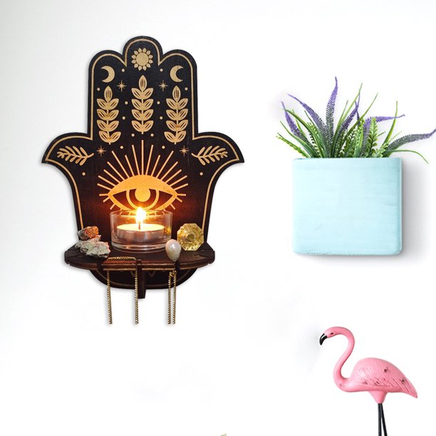 Soporte De Almacenamiento Colgador de madera para colgar en la pared con traje de vela para sala de estar (mano)