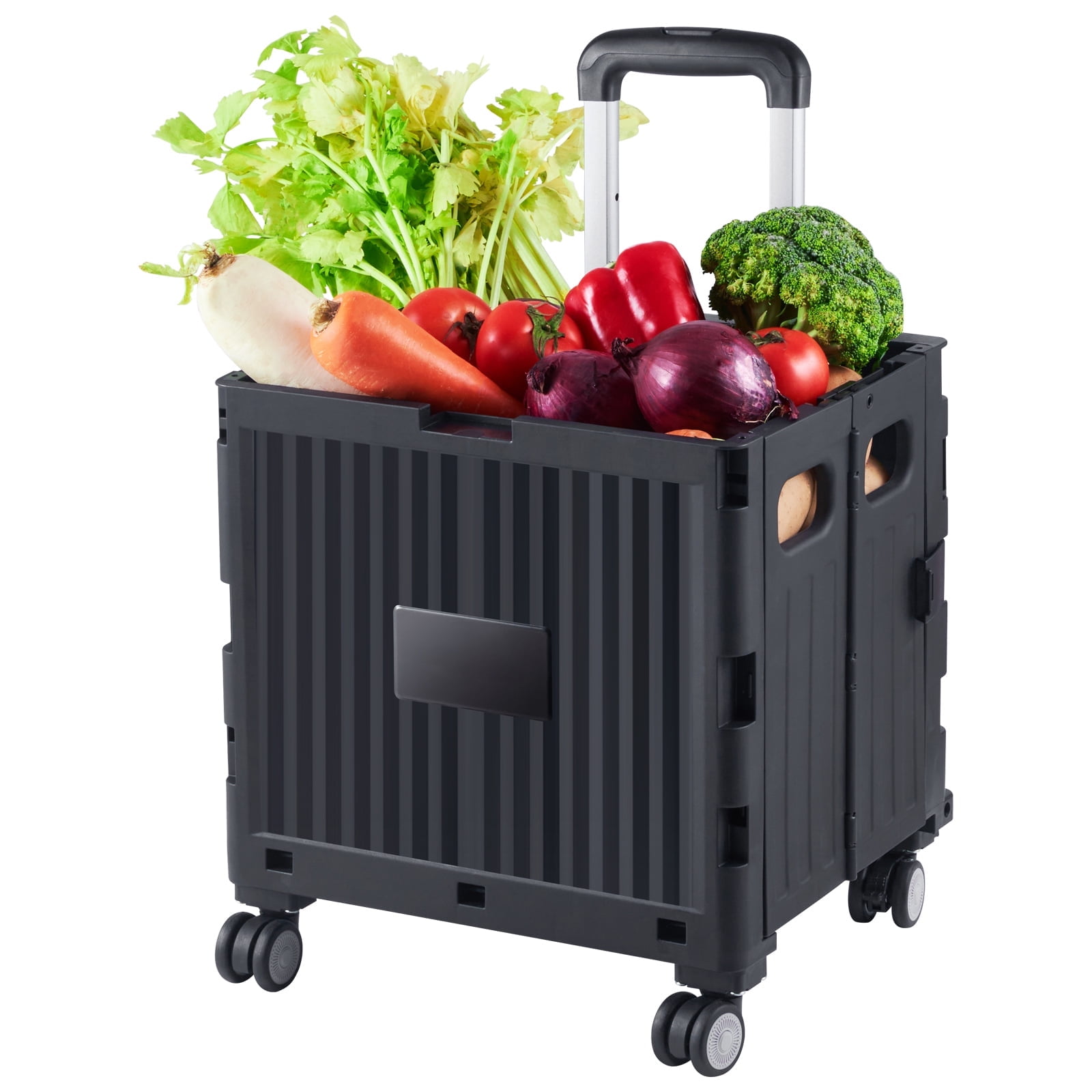 KFFKFF Folding Shopping Cart with Telescoping Handle, Black