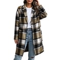 thumbnail image 3 of Women's Casual Plaid Shacket Jacket Button Down Long Coats with Pockets Fall Winter Warm Comfy Outfit, 3 of 9