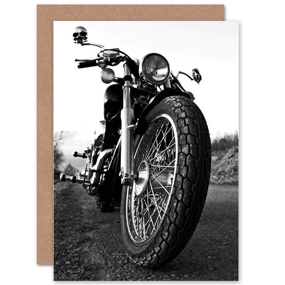 Wee Blue Coo Carte de Vœux Vierge Vue de Face Moto TRANSPORT