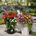 thumbnail image 6 of GreenShip 27 inch Tall Planters for Outdoor Plants, Large WhiteStone Flower Pots with Drainage & Inner Shelf, Modern Decorative Garden Pots for Porch, Patio, Front Door, 6 of 8