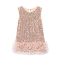 thumbnail image 2 of ATOGUTA Girls Uniform Dress Tulle Party Birthday Poster Formal Fancy Flower Princess Dresses Size 2T-10, Beige, 2 of 3