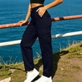 thumbnail image 6 of KIHOUT Womens Multi Pocket Cargo Pants High Waisted Straight Leg Solid Color Casual Hiking Pants with Flap Pockets Outdoor Trouser Slim Fit, 6 of 7