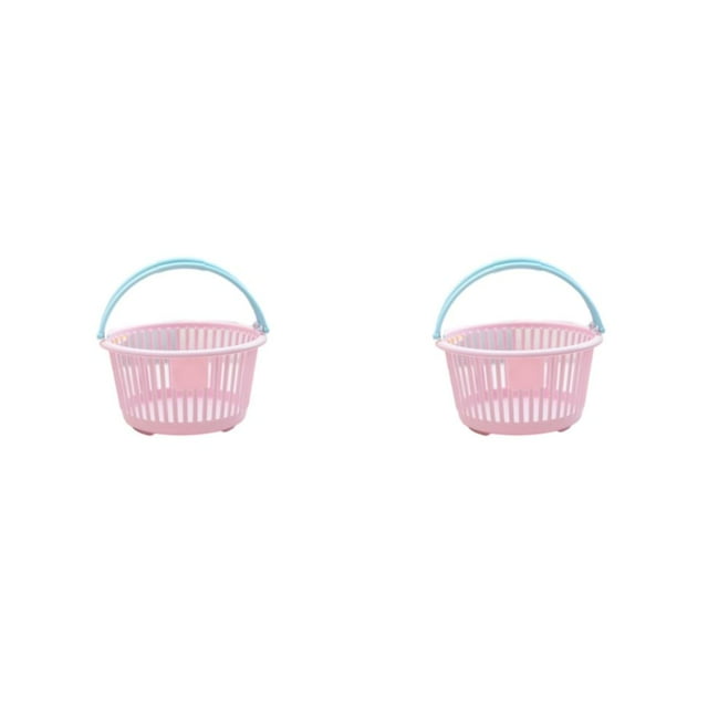 Billuyoard Cesta de almacenamiento de escritorio ordenada con gran capacidad, cesta portátil, almacenamiento de artículos diversos, circular Rosa claro circular 2Conjunto