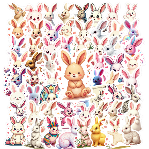 cartoon Rabbit Stickers, Waterproof Rabbit Sticker for Water Bottle Laptop Phone Cases Planner Skateboard Luggage Helmet Party Favor Decor, Ideal for Adults Teens Teacher Rewards