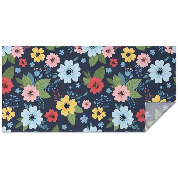 Pioneer Flower Floral Print Pattern Rectangle Tablecloth 60"x120", Waterproof Polyester Table Cloth, Wipeable Spillproof for Dining Camping Indoor Outdoor