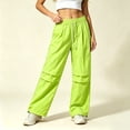 thumbnail image 2 of Women Quick Dry Casual Sweat Pants, Elastic Drawstring High Waist Wide Leg Trousers, Lightweight Breathable Joggers for Sports Street Daily Wear Green XXL(XXL), 2 of 6
