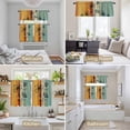 thumbnail image 6 of Floral Orange Kitchen Curtains Sets for Windows 24 Inch Length, Multicolor Striped Decadent Botanical Flower Rod Pocket Window Treatments Tier Curtains and Valances Set for Bedroom/Bathroom, 6 of 8