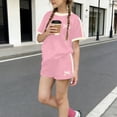 thumbnail image 2 of Riecok Girls Outfit Sets Short Sleeve T Shirt Shorts Summer 2 Piece Short Sets Workout Sportwear Clothes, 2 of 6