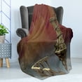 thumbnail image 4 of Fantasy Soft Flannel Fleece Throw Blanket, Fairy Tale Medieval Castle High Clouds in the Foggy Mist Air Scenery, Cozy Plush for Indoor and Outdoor Use, 70" x 90", Tan Coral Blue, by Ambesonne, 4 of 5