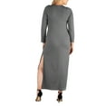 thumbnail image 2 of 24/7 Comfort Apparel Women's Plus Size Long Sleeve Side Slit Fitted Black Maxi Dress, 2 of 3