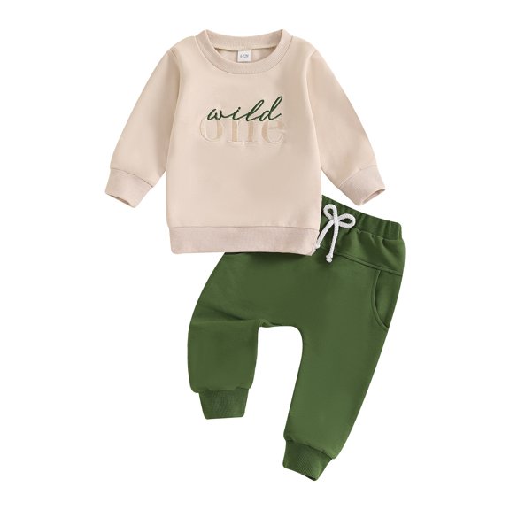 XIYNBAOK Baby Cotton Sweatshirt 2 Piece Outfit First Birthday Pullover Top Joggers Pants Set Casual Embroidery Shirt Trousers Jogging Suit Activewear Fashion Clothing Sets