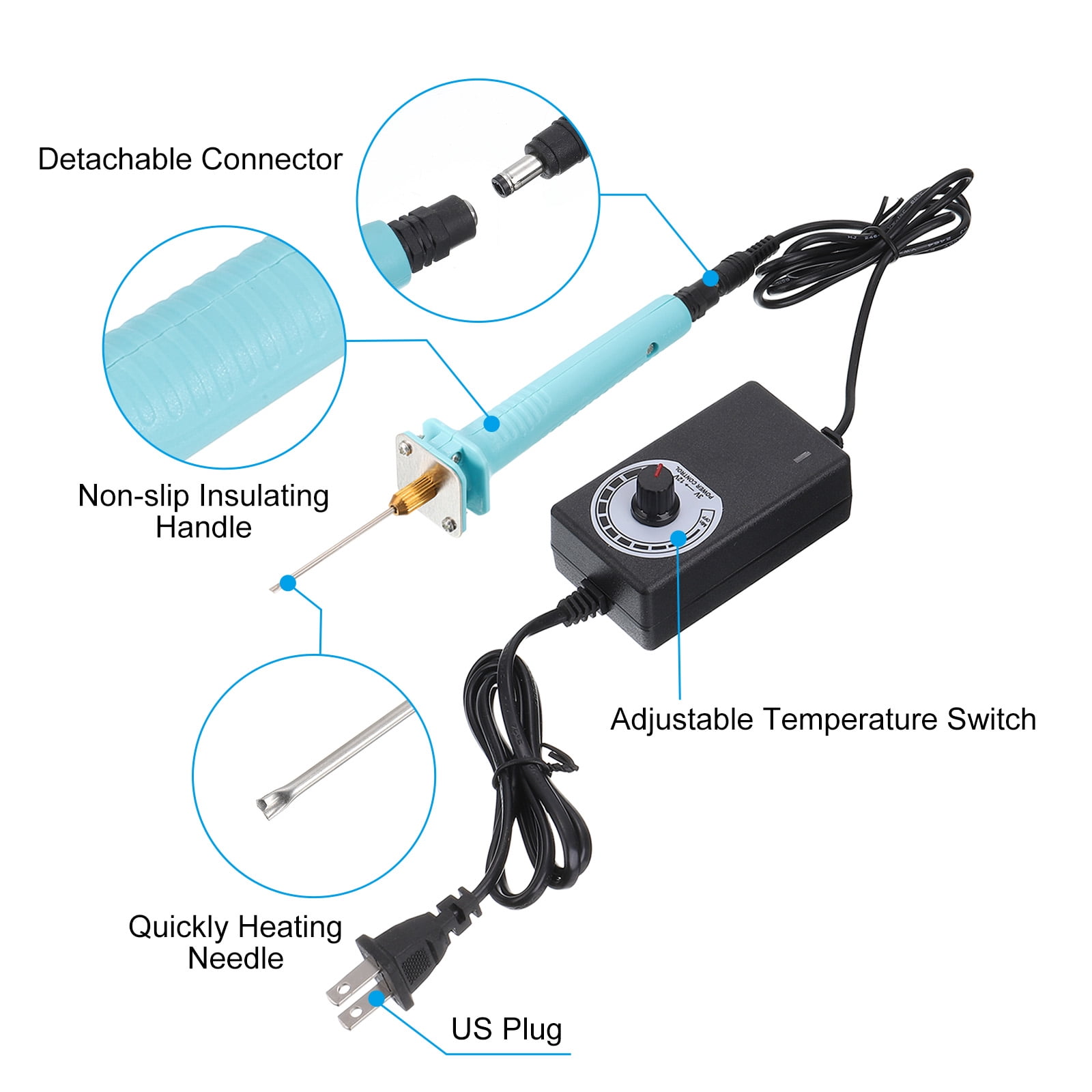 Uxcell 5CM 30W 110V-240V Foam Cutting Pen Set, Cutter Pen Cutting Tool with Start Switch & 24W Power Adapter, Blue