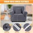 thumbnail image 2 of KINCAM 1-Seater Sofa Slipcover, Stretch Couch Cover with 1 Pillow Cover, Machine Washable Furniture Protector, Dark Gray, 2 of 7