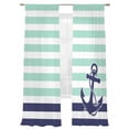 thumbnail image 2 of Anchor Aqua Semi Sheer Curtains 84 Inch Length 2 Panels Set, Modern Navy Blue White Striped Nautical Sheer Kitchen Curtain Privacy Voile Window Curtain for Living Room Bedroom Rod Pocket Drapes, 2 of 7