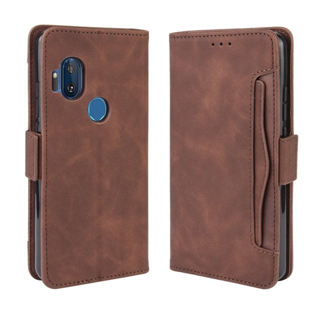 Case for Motorola MOTO One Hyper Cover Adjustable Detachable Card Holder Magnetic closure Leather Wallet Case - Brown