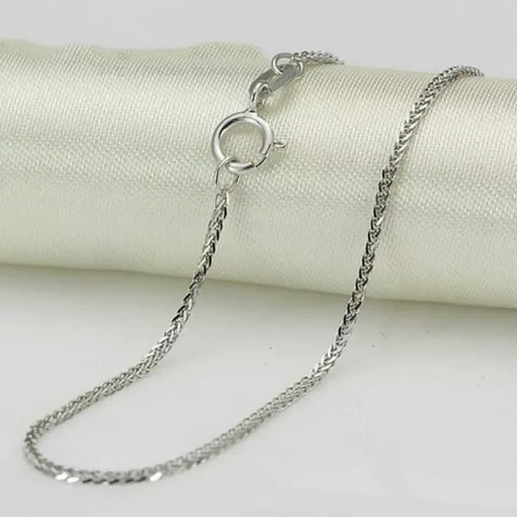 K-KED Au750 Fine 18K White Gold Necklace Elegant Wheat Women Lucky Chain 18in 20inchL-16in
