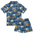 thumbnail image 2 of Girls Boys Pajama Set Pumpkin Sunflower Cycling Button-up Short-sleeved Shorts Kids 2 Piece Casual Sleepwear, 2 of 7