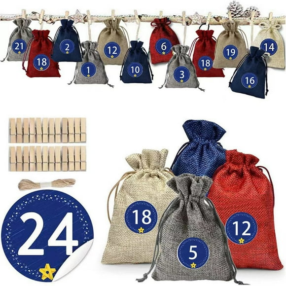 Hbdhejl Advent Calendar For Filling 2025 Advent Calendar To Fill Yourself 24 Advent Calendar For Filling Children Large Fabric (24Pcs)