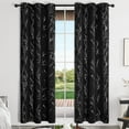 thumbnail image 2 of ZOPZO Room Darkening Curtains, Thermal Insulated, 42W x 84L Inch, Black, Tree Branches Pattern for Bedroom, 2 of 9