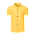 thumbnail image 2 of Causal Button Down Shirts for Men Short Sleeve Collared Cargo T Shirts Breathable Beach Vacation Cotton Linen Tees Multi-Pocket, M, 2 of 9