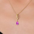 thumbnail image 3 of Gem Stone King 10K Yellow Gold Pink Created Sapphire Pendant Necklace for Women | 1.00 Cttw | Gemstone September Birthstone | Pear Shape 7X5MM | With 18 inch Chain, 3 of 6