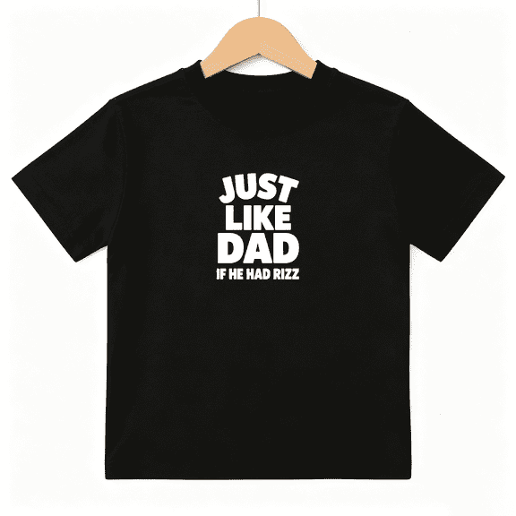 Just Like Dad If He Had Rizz Boys Graphic Tee, Funny Kid Meme 100% Cotton Kids Short Sleeve T-Shirt 4-13Y