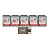 SanDisk Ultra 16GB Class SD Memory Card (5-Pack) with High Speed USB Card Reader