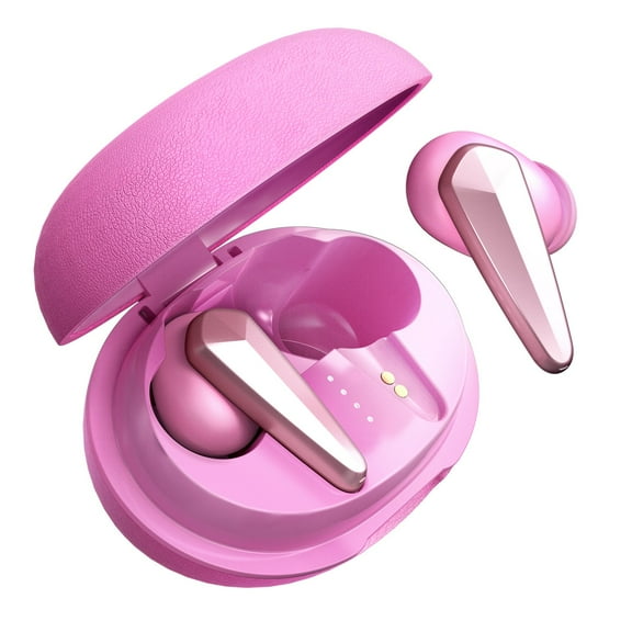 NEW BEE T03 True Wireless Bluetooth Earbuds with Charging Case, Built-In Noise Cancelling Mic, Pink