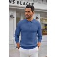 thumbnail image 5 of COOFANDY Men's Knit Polo Shirts Long Sleeve Casual Button Down Ribbed Polo Shirt Fashion Golf Shirts, 5 of 6