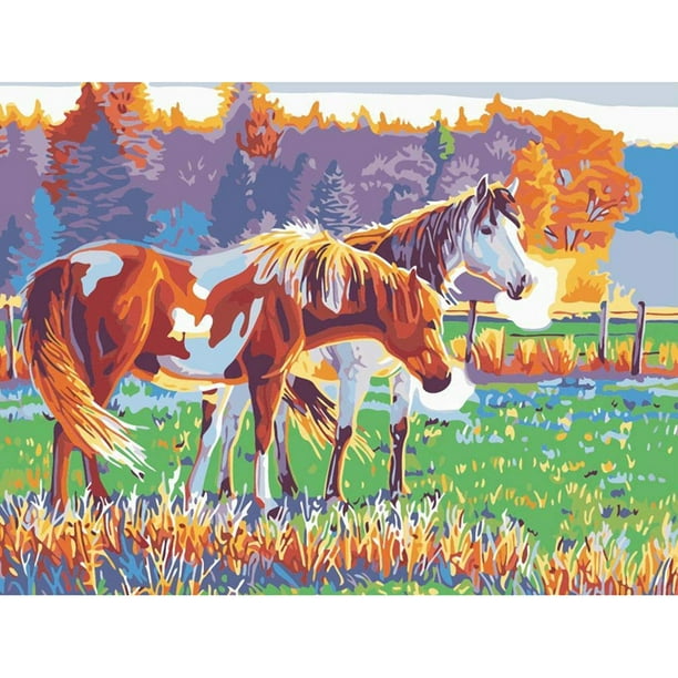Pintura de diamante (DE4585) dos caballos DIY punto de cruz bordado cuadro de mosaico 50x70cm FLhrweasw Nuevo