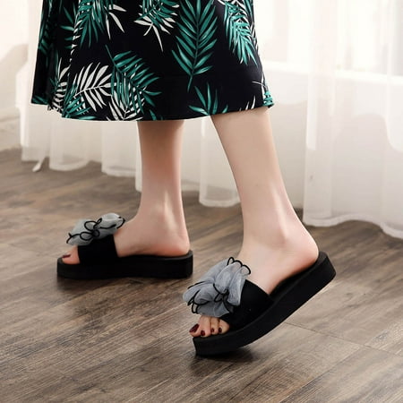 

Lenago Plus Size Slippers for Women Female Summer New Style Non-slip One-word Slip Soft Bottom Holiday Beach Slipper Sandal with Comfort on Clearance