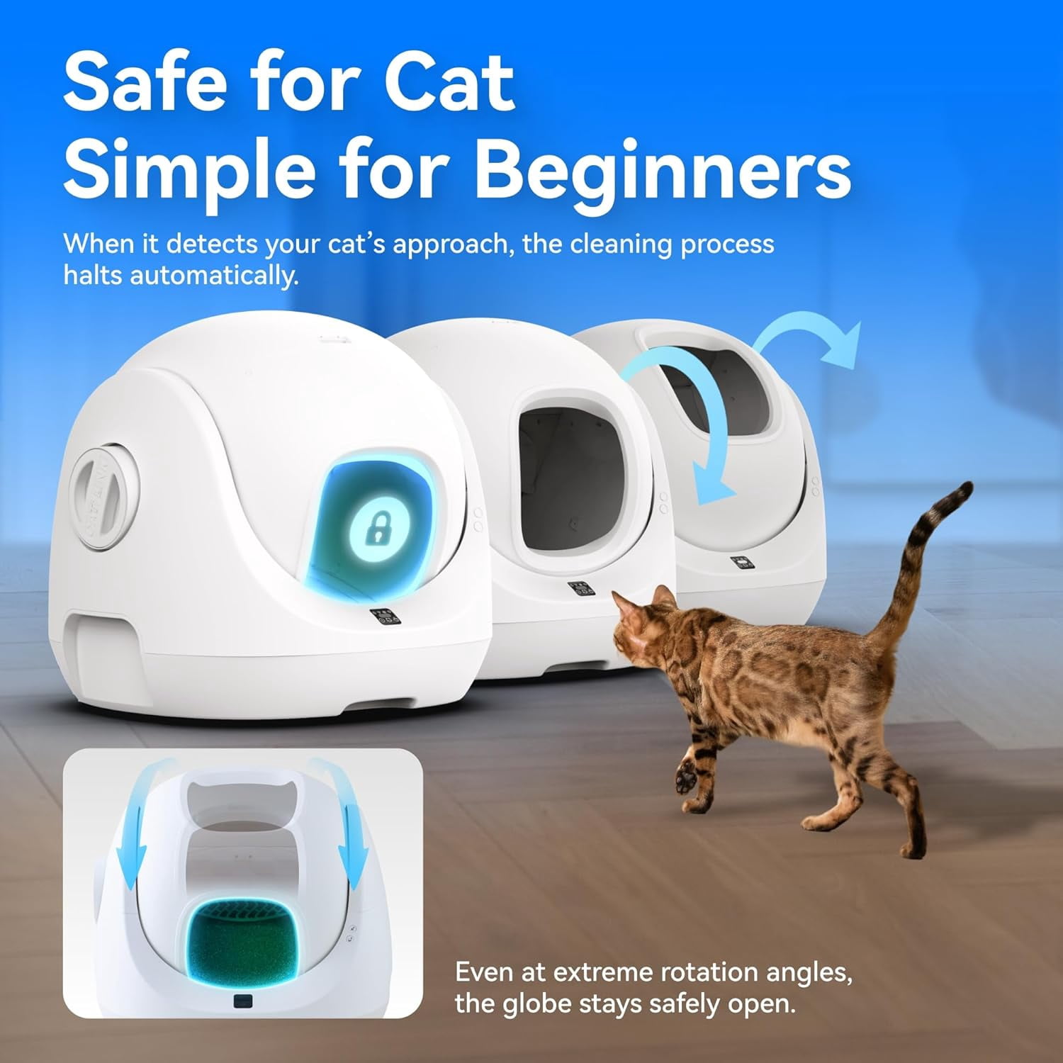 CATLINK 70L Automatic Litter Box for Multiple Cats, Low Entry,for kittens and senior cats, Odor Control(Litter Bags Set)