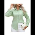 thumbnail image 2 of Camisas de Algodón para Mujer, con Botones, Cuello, Larga, Blusas Antiarrugas. Verde XL, 2 of 10